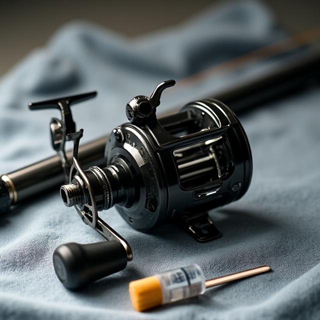 A professionally cleaned baitcasting reel with precision oil and cleaning tools